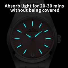 Addies AW25907 lume shot, hands and markers glowing blue