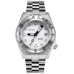 Seestern S407-600T.W with white dial and steel bezel on steel bracelet