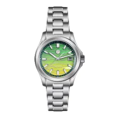San Martin SN0150-G2 39mm with spliced green and yellow mother-of-pearl dial on H-link bracelet