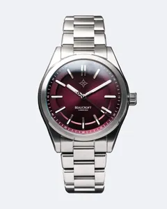 Beaucroft Element with deep red gradient with sunburst finish dial on steel bracelet