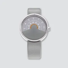 Anicorn Series 000 Silver & Gray concentric-disc dial on a leather strap