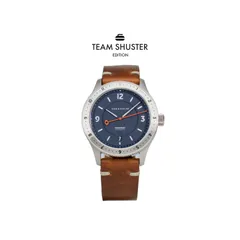 Oak & Oscar Humboldt Team Shuster Edition, navy dial, on brown leather strap