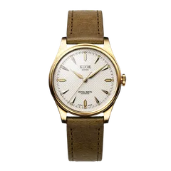 KUOE Royal Smith 90-006 35mm, Ivory, Gold Case, on Italian leather strap