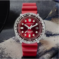 San Martin SN003-G2-J with red dial on red rubber strap