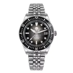 San Martin SN0148-G1 40mm with gradient black dial, black ceramic bezel and bar hands on five-link bracelet