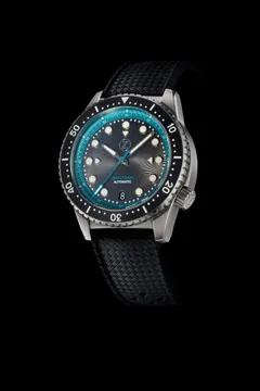 Zelos Mako V2 500m Diver in steel, dark grey dial with teal chapter ring, black ceramic bezel