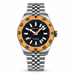 Aquatico Sea Recon Tritium with black dial and orange bezel