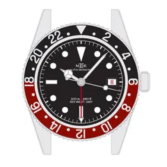 MKII Key West GMT drawing, matte black dial with white print and black and red bezel