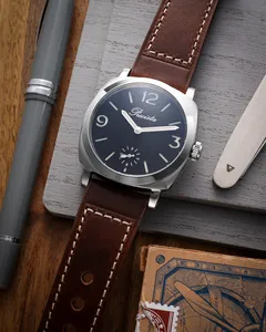 Timefactors Precista Italian PRS-46 Savonette on brown leather strap