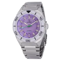 Islander Kings Point with lavender dial, green seconds hand and white luminous bezel