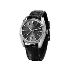 Wise Adamascus AD790A in 904L steel, grey sunburst dial, on black crocodile strap