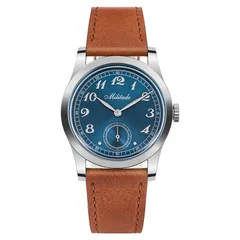 Militado ML01 (Sapphire) with Sunburst Blue small-seconds dial on leather strap