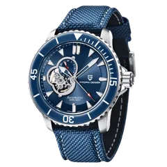 Pagani Design PD-1674 with steel case, blue dial and blue bezel on blue nylon strap