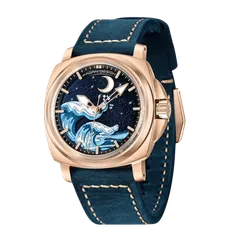 Pagani Design PD-YS014 with blue dial and rose-gold-tone case on blue leather strap
