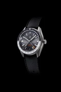Zelos Horizons GMT 200m SS Slate Grey, grey sunburst dial and black and light grey 24-hour bezel
