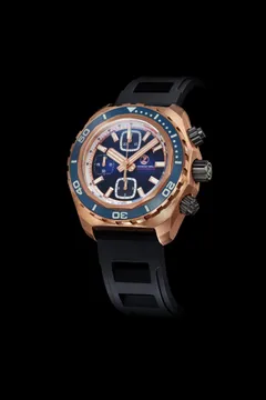 Zelos Hammerhead Chrono in bronze, blue dial, blue ceramic bezel
