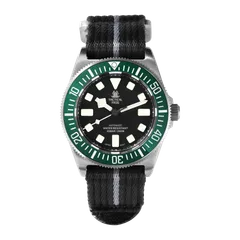 Tactical Frog Titanium FX-Diving V4 with black dial and green bezel on nylon strap