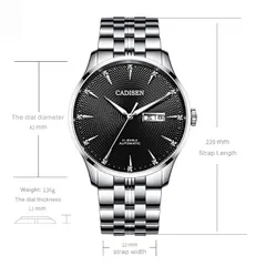 Cadisen C8148 dimension drawing (42mm, 12mm thick, 22mm strap, 136g)