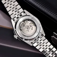 Pagani Design PD-1812 display caseback engraved PD-1812M, showing a Seiko NH35A movement ("NH35A Twenty-four jewels", TMI)
