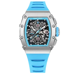 Pagani Design PD-YS011 with steel case and light blue accents on light blue strap