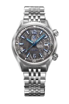 Zelos Helmsman SS, meteorite dial and internal bezel with blued hands