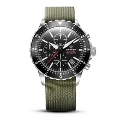 Draken Kruger 'B' Black on an olive nylon strap
