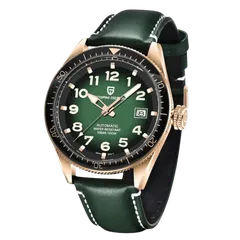 Pagani Design PD-1649 with green dial and rose-gold-tone case on green leather strap