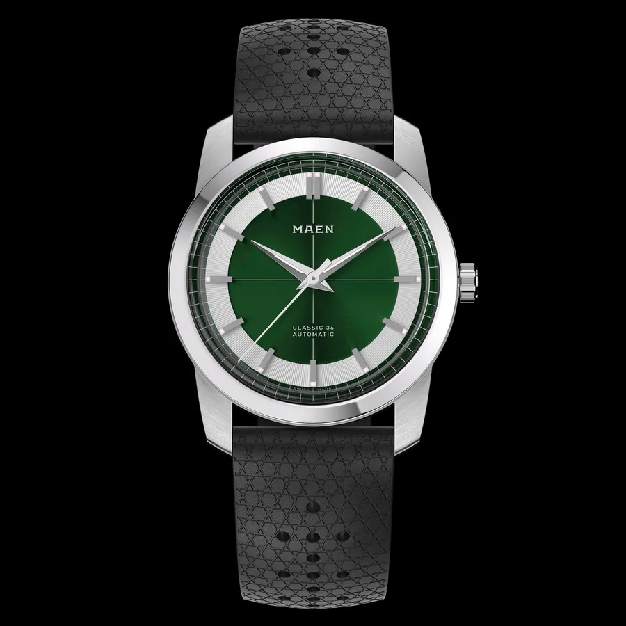 MAEN Classic 36 M7.2.2 with forest green dial on black tropic strap