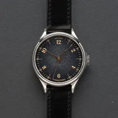 anOrdain Model 1 35mm Payne's Grey Fumé, vitreous enamel dial, on black shell cordovan strap