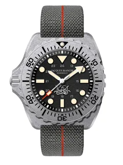 Jacques Bianchi JB300 Poulpro, stonewashed titanium case, black dial with octopus at 6, on grey strap