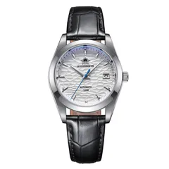Addiesdive AD2118 with white dial on the black leather strap