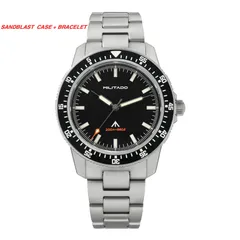 Militado ML25 with black dial and orange seconds hand, sandblasted case and bracelet