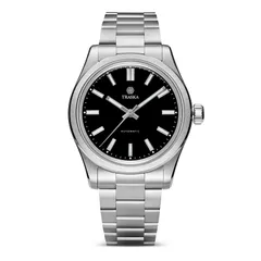 Traska Commuter 38 with onyx stone dial, front view