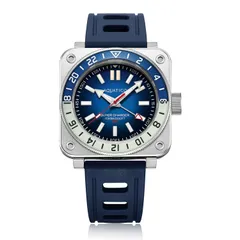 Aquatico Steel Man GMT No Date with blue dial and blue and white bezel