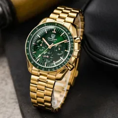 Watchdives WD1863 gold-tone case with green dial and green bezel