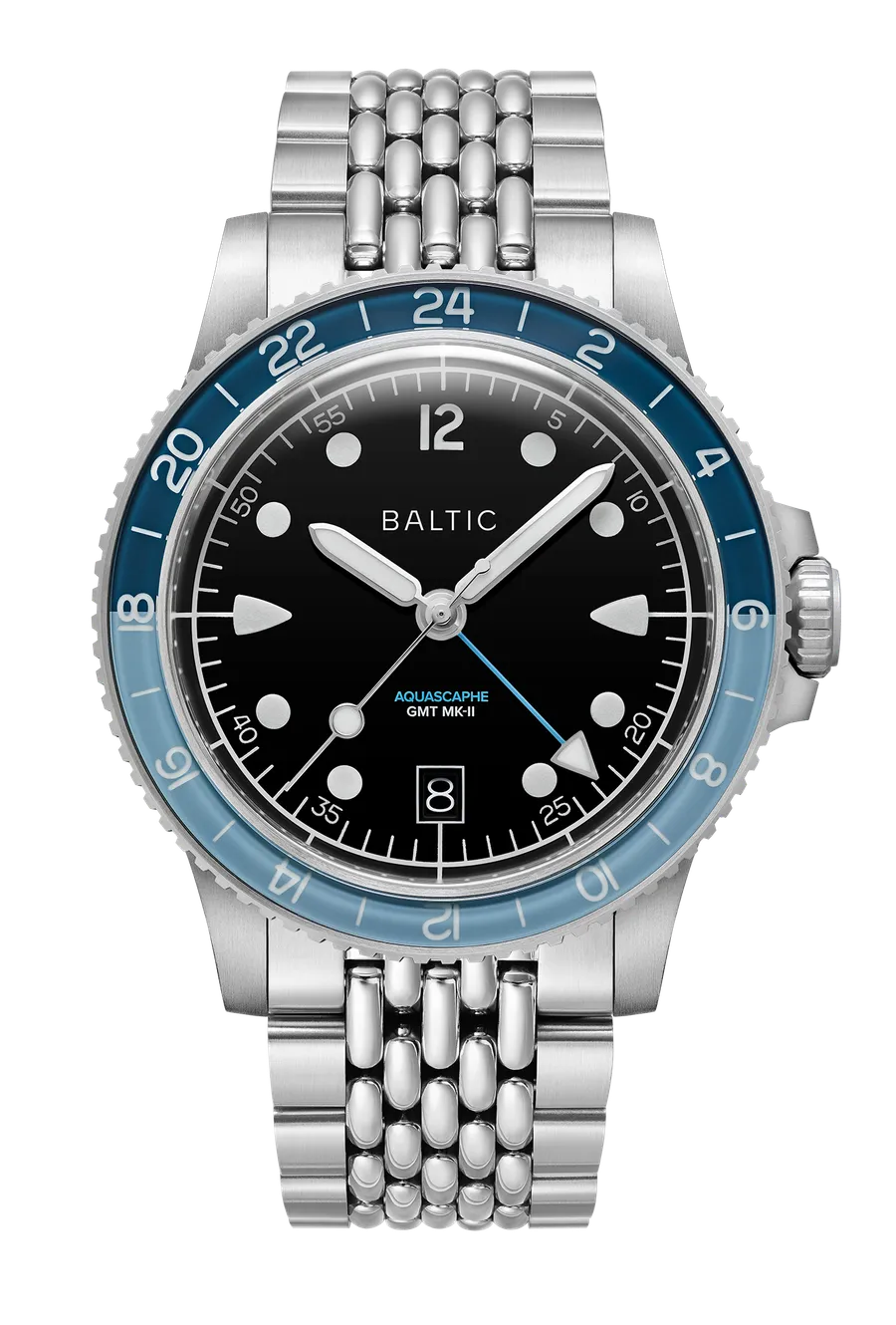 Baltic Aquascaphe GMT MK-II Blue, on beads-of-rice bracelet
