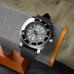Raven Custom 42mm GMT Smoke, grey dial, on black rubber strap