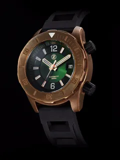 Zelos Abyss 3000m Bronze, green sunburst dial, bronze bezel