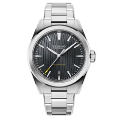 Tusenö Windseeker Black, charcoal dual-surface dial on steel bracelet