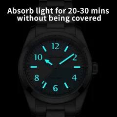 Addiesdive AD2555 lume shot, with blue-glowing numerals, markers and hands