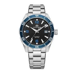 AddiesKIN K009 with black dial, blue numerals and blue ceramic bezel