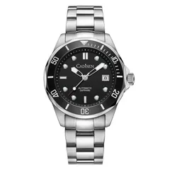Cadisen C8201 with plain black dial and black bezel