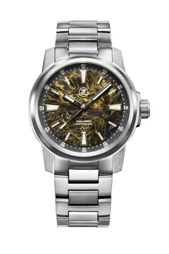 Zelos Aurora Field 42mm Ti, gold-flecked forged carbon dial