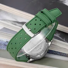 Addiesdive AD2529/AD2549 engraved solid caseback and steel buckle on the green FKM strap