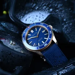 Aquatico Bronze Star dive watch with blue dial and blue ceramic bezel