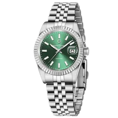 Pagani Design PD-1794M with green sunburst dial and steel fluted bezel