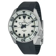 Islander Sands Point titanium diver with white full-lume coral dial and lumed bezel on black rubber strap