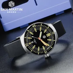 San Martin SN039 with black dial on black rubber strap