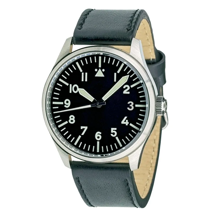 Islander Aviator Automatic with black Type-A dial on black leather strap