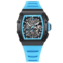 Pagani Design PD-YS011 with black-tone case and light blue accents on light blue strap